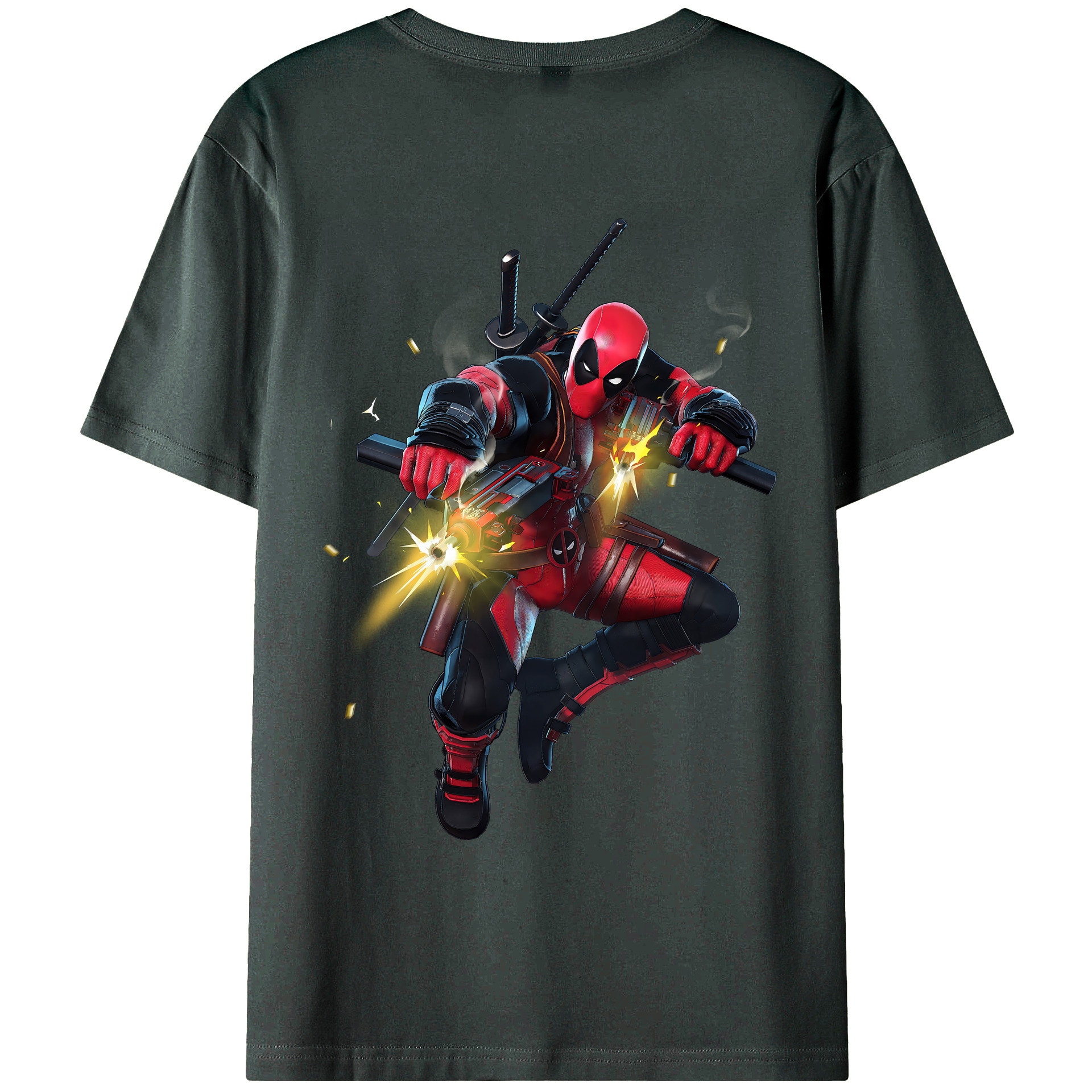 （画像用） Deadpool デッドプール 綿100％ メンズ半袖Tシャツ（バックプリント） 通気性